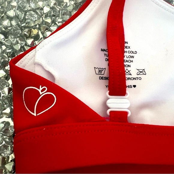Apricotton Red Seamless Bikini Top Bra Adjustable Straps Stretch Summer Pool XS - Picture 7 of 8
